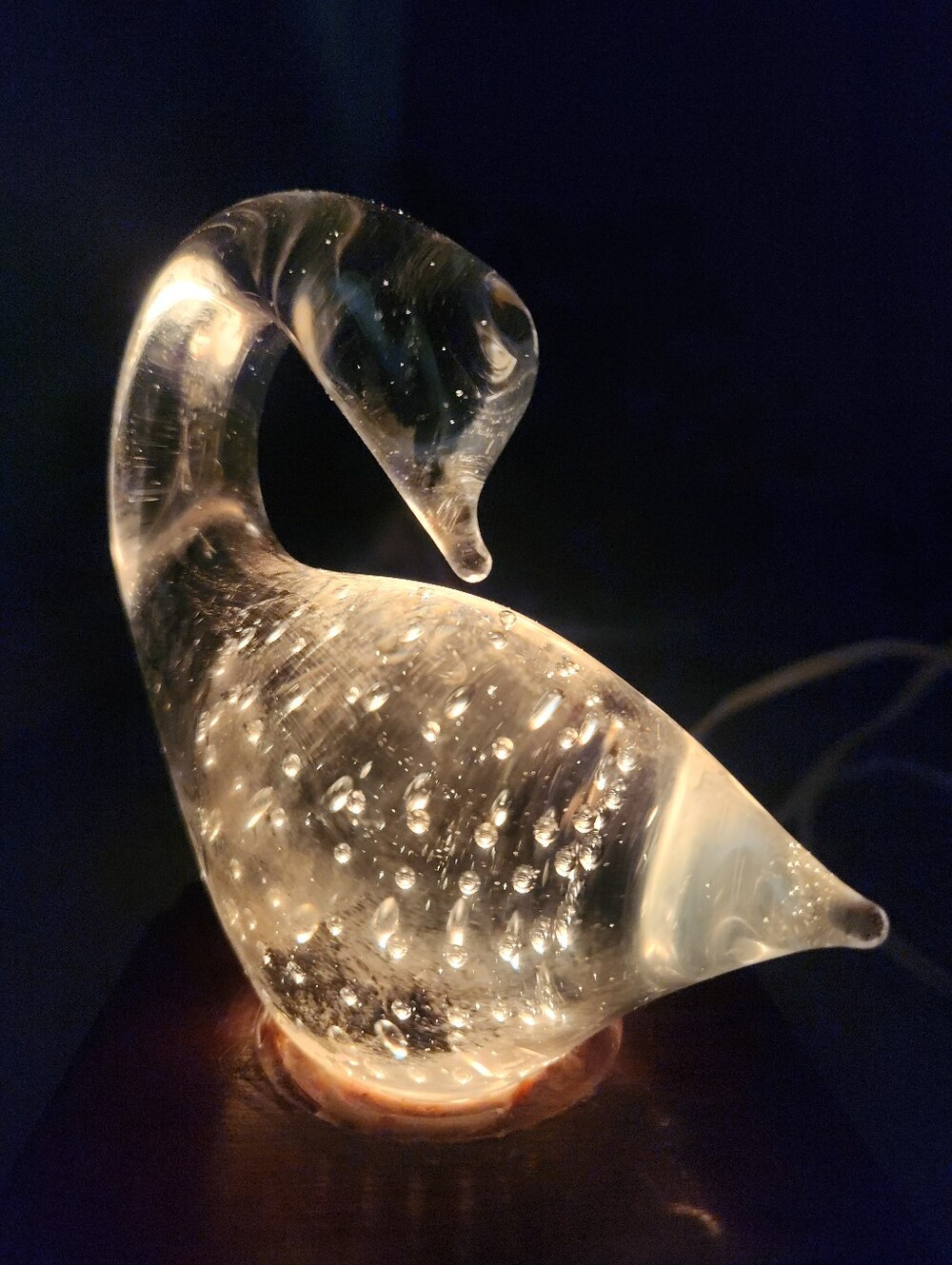 Vintage Clear Glass Swan Accent Light
